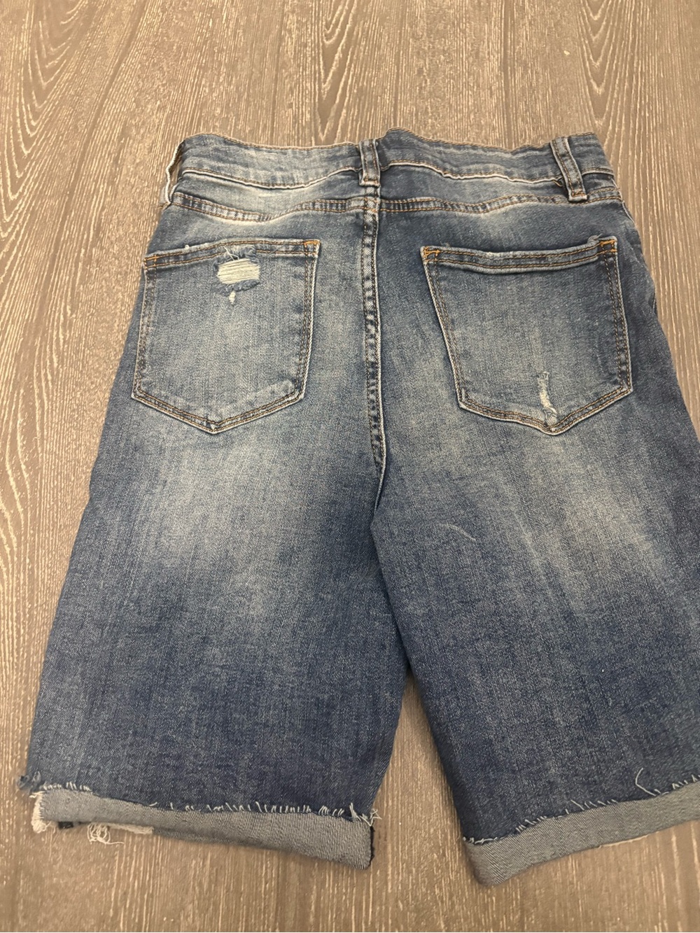 Fashion Nova Distressed Dark Blue Denim Jean Shorts - Picture 2 of 4